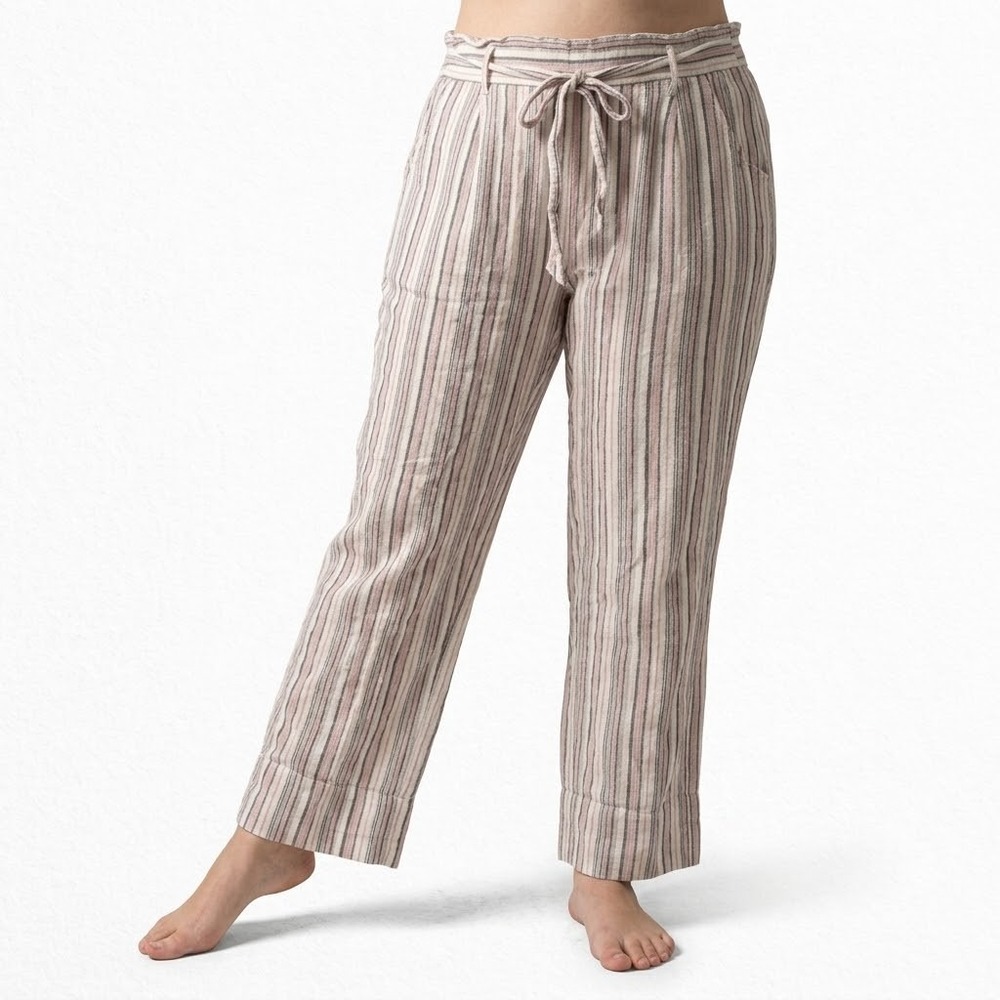 Jolt Wide Leg Pants Women's Large Striped Tie Waist Slash Pocket Casual Wear